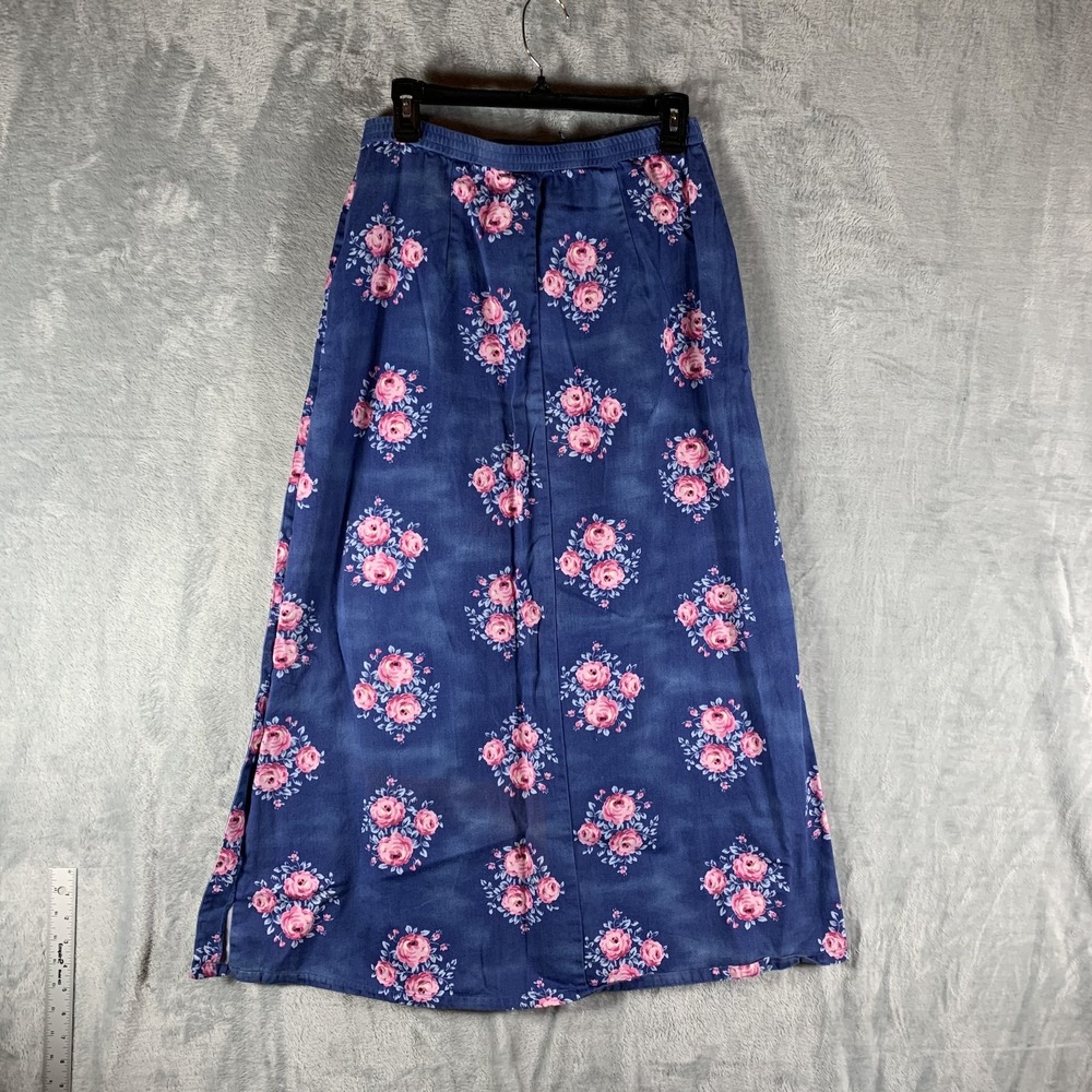 Liz Claiborne Crazy Horse Skirt M‎ Maxi Floral Side Buttons Cottagecore Tradwife